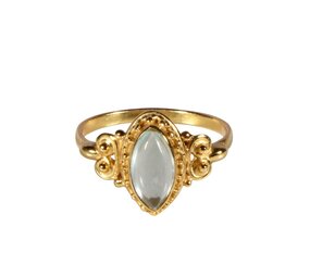 Vergulde ring aquamarijn (licht blauw) maat 17 | markies spiralen Vergulde ring aquamarijn (licht blauw) maat 17 | markies spiralen