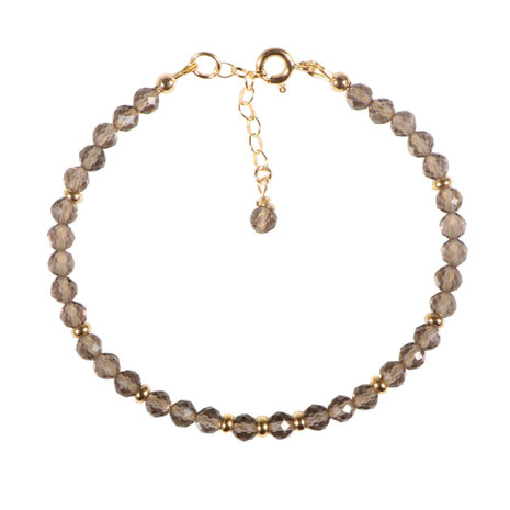 Rookkwarts gold filled armband 4 mm facet | op draad Rookkwarts gold filled armband 4 mm facet | op draad