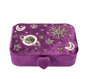 Tarot- of sieradendoos paars maan en sterren Tarot- of sieradendoos paars maan en sterren