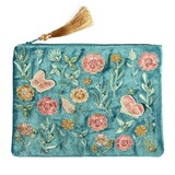 Fluwelen etui blauw bloemen en vlinders Fluwelen etui blauw bloemen en vlinders