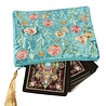 Fluwelen etui blauw bloemen en vlinders Fluwelen etui blauw bloemen en vlinders