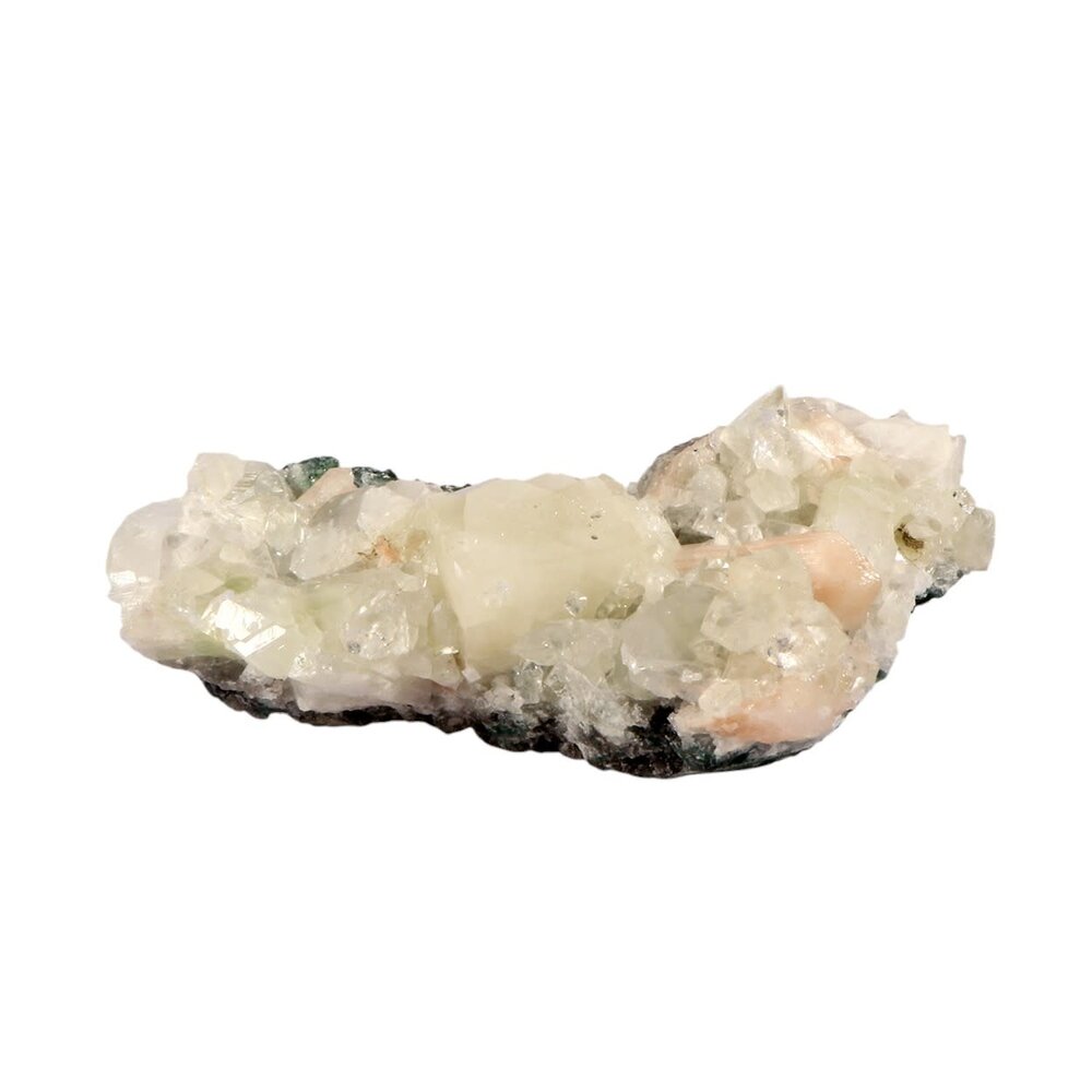 Apofylliet (groen) met stilbiet cluster staand 14 x 10 x 6 cm | 628 gram Apofylliet (groen) met stilbiet cluster staand 14 x 10 x 6 cm | 628 gram