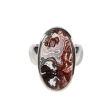 Zilveren ring agaat (kant) maat 18 | ovaal 2,4 x 1,3 cm Zilveren ring agaat (kant) maat 18 | ovaal 2,4 x 1,3 cm