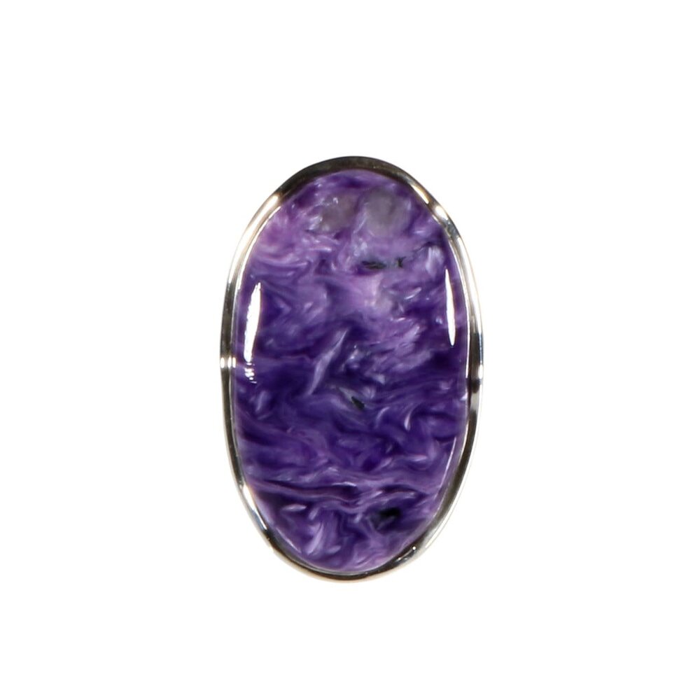 Zilveren ring charoiet maat 17 1/2 | ovaal 2,7 x 1,6 cm Zilveren ring charoiet maat 17 1/2 | ovaal 2,7 x 1,6 cm
