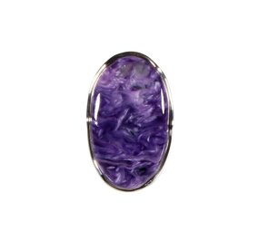 Zilveren ring charoiet maat 17 1/2 | ovaal 2,7 x 1,6 cm