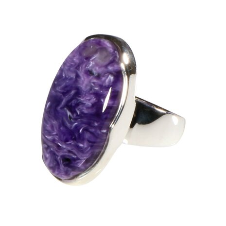 Zilveren ring charoiet maat 17 1/2 | ovaal 2,7 x 1,6 cm Zilveren ring charoiet maat 17 1/2 | ovaal 2,7 x 1,6 cm