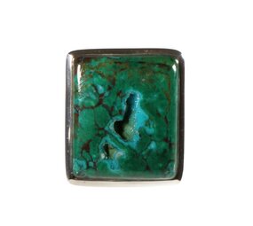 Zilveren ring chrysocolla (drusy) maat 18 1/2 | rechthoek 2,3 x 1,9 cm Zilveren ring chrysocolla (drusy) maat 18 1/2 | rechthoek 2,3 x 1,9 cm