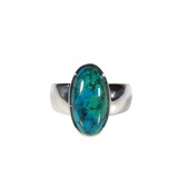 Zilveren ring chrysocolla maat 17 1/2 | ovaal 1,8 x 0,9 cm Zilveren ring chrysocolla maat 17 1/2 | ovaal 1,8 x 0,9 cm
