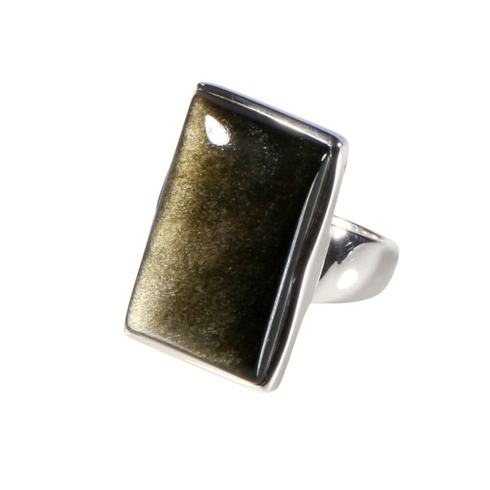 Zilveren ring goud obsidiaan maat 19 1/2 | ovaal 2,7 x 1,7 cm Zilveren ring goud obsidiaan maat 19 1/2 | ovaal 2,7 x 1,7 cm