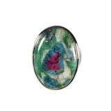 Zilveren ring robijn in fuchsiet maat 17 1/2 | ovaal 2,5 x 1,8 cm