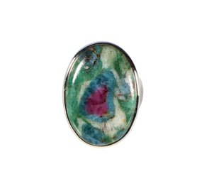 Zilveren ring robijn in fuchsiet maat 17 1/2 | ovaal 2,5 x 1,8 cm Zilveren ring robijn in fuchsiet maat 17 1/2 | ovaal 2,5 x 1,8 cm