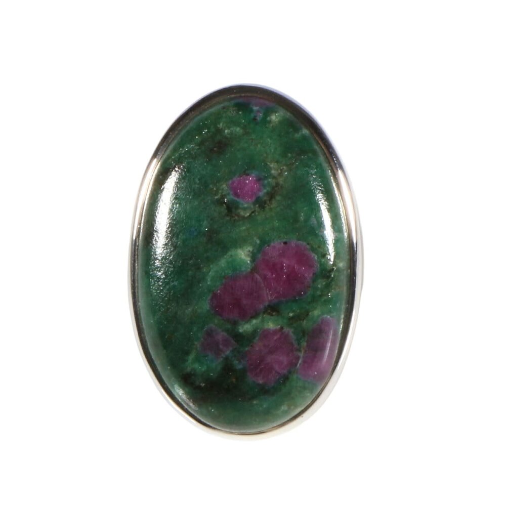 Zilveren ring robijn in fuchsiet maat 19 1/2 | ovaal 3 x 1,9 cm