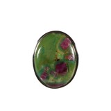 Zilveren ring robijn in fuchsiet maat 17 1/2 | ovaal 2,2 x 1,7 cm