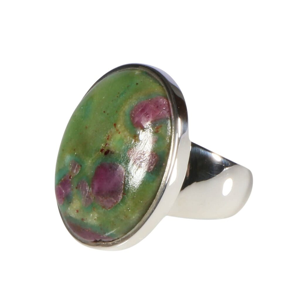 Zilveren ring robijn in fuchsiet maat 17 1/2 | ovaal 2,2 x 1,7 cm Zilveren ring robijn in fuchsiet maat 17 1/2 | ovaal 2,2 x 1,7 cm