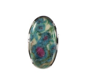 Zilveren ring robijn in fuchsiet maat 18 | ovaal 3,1 x 1,6 cm Zilveren ring robijn in fuchsiet maat 18 | ovaal 3,1 x 1,6 cm