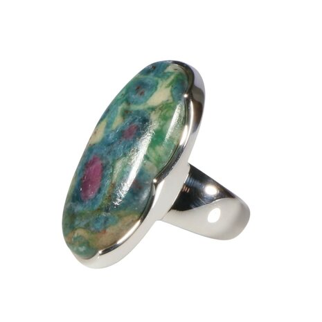 Zilveren ring robijn in fuchsiet maat 18 | ovaal 3,1 x 1,6 cm Zilveren ring robijn in fuchsiet maat 18 | ovaal 3,1 x 1,6 cm