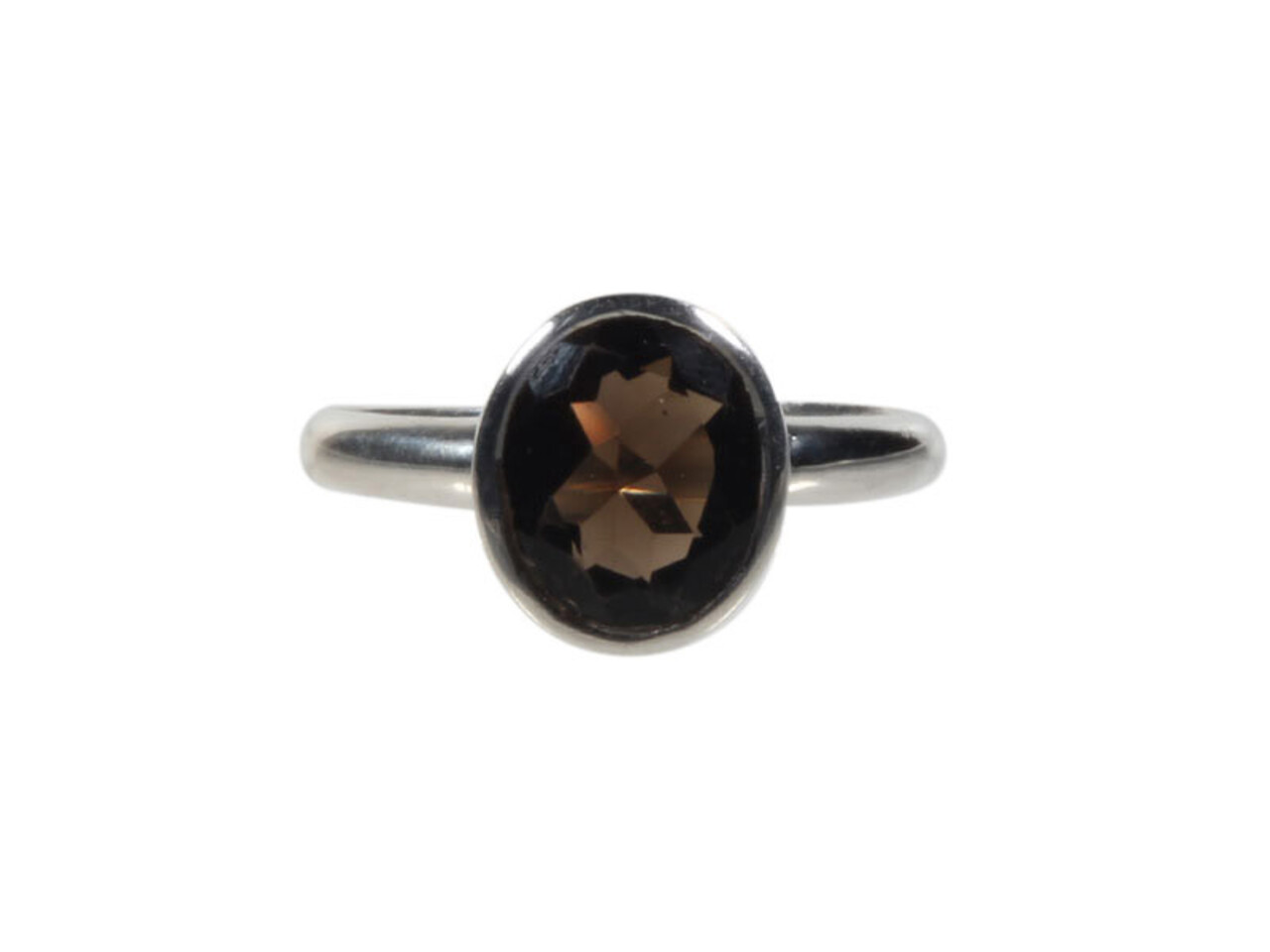 Zilveren ring rookkwarts maat 18 | ovaal facet 10 x 8 mm Zilveren ring rookkwarts maat 18 | ovaal facet 10 x 8 mm