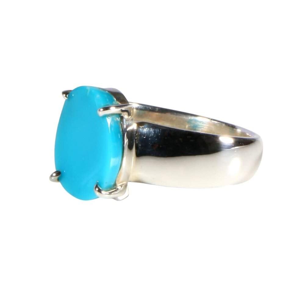 Zilveren ring turkoois (sleeping beauty) maat 17 | ovaal gezet 1,2 x 0,9 cm