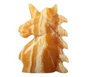 Calciet (oranje) eenhoorn 16,2 x 12 x 5,4 cm | 1117 gram