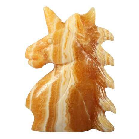Calciet (oranje) eenhoorn 16,2 x 12 x 5,4 cm | 1117 gram