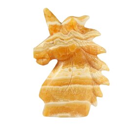 Calciet (oranje) eenhoorn 18,8 x 13,5 x 4,2 cm | 1183 gram
