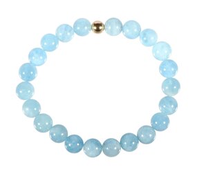 Aquamarijn armband met 14k gouden kraal | 8 mm Aquamarijn armband met 14k gouden kraal | 8 mm