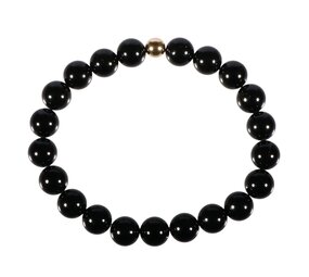 Toermalijn (zwart) armband met 14k gouden kraal | 8 mm Toermalijn (zwart) armband met 14k gouden kraal | 8 mm