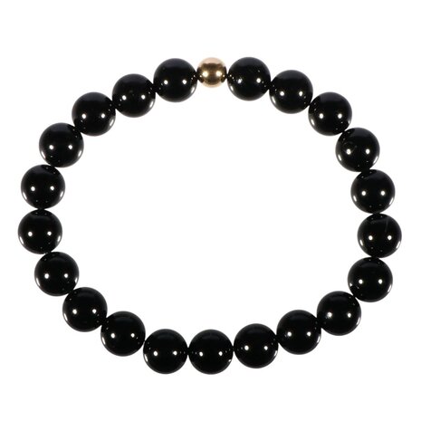 Toermalijn (zwart) armband met 14k gouden kraal | 8 mm Toermalijn (zwart) armband met 14k gouden kraal | 8 mm