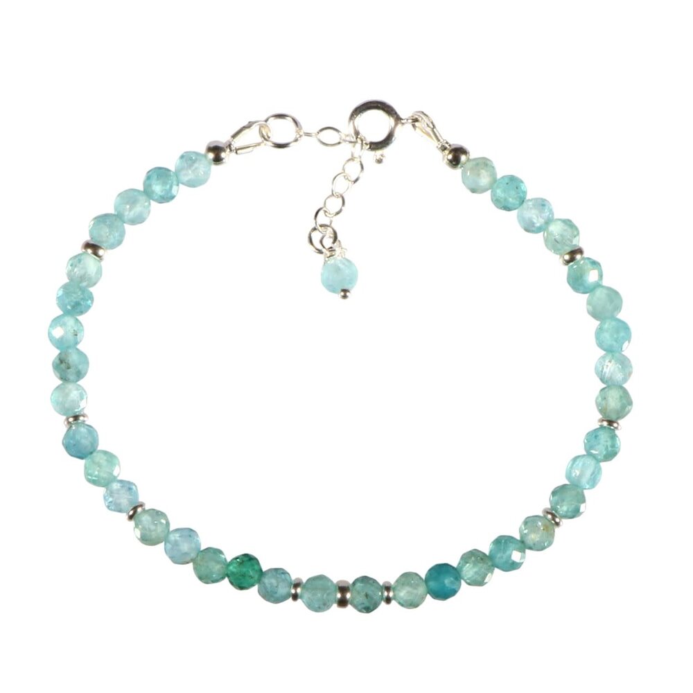 Apatiet (groen/blauw) zilveren armband | 4 mm facet
