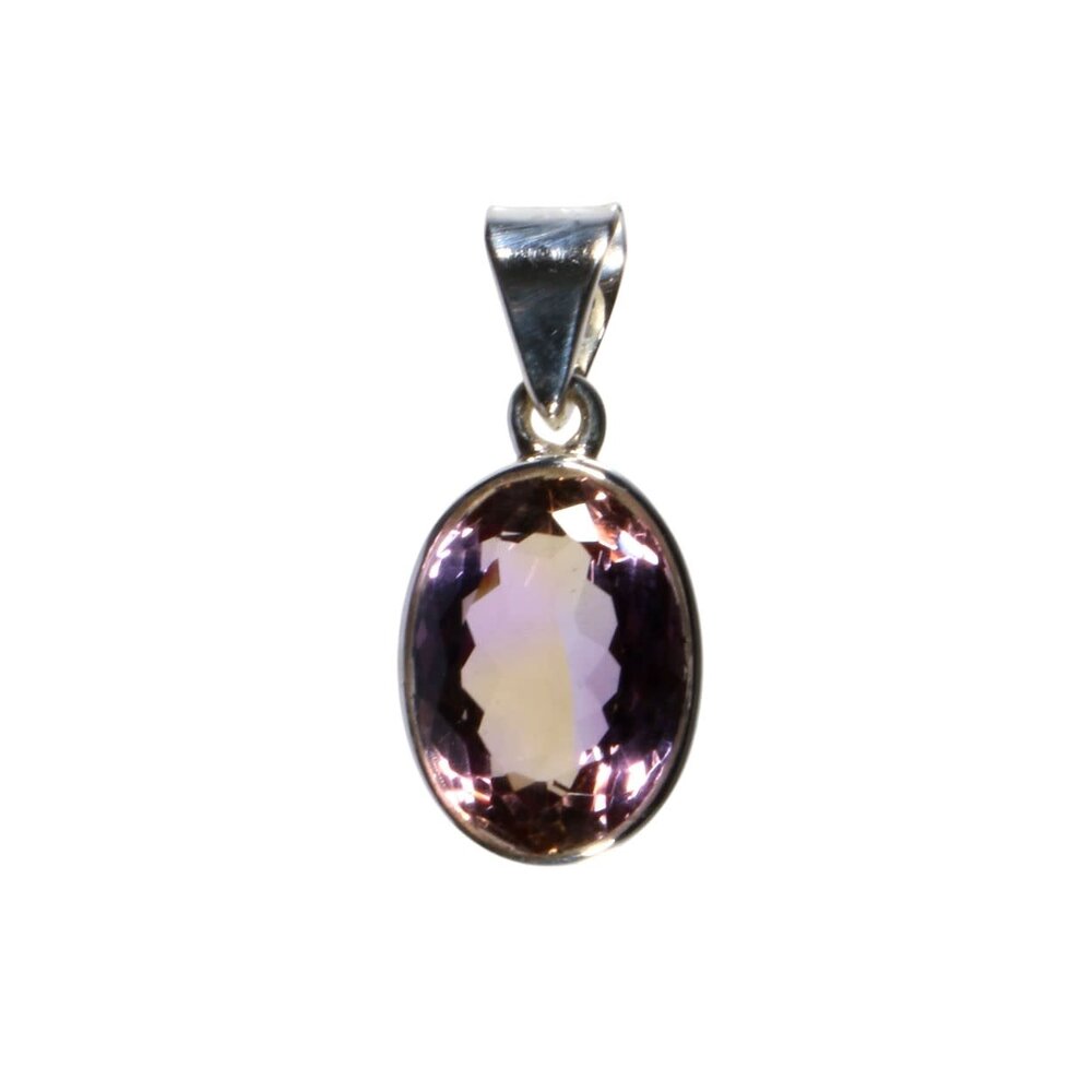 Zilveren hanger ametrien ovaal facet 1,6 x 1,1 cm