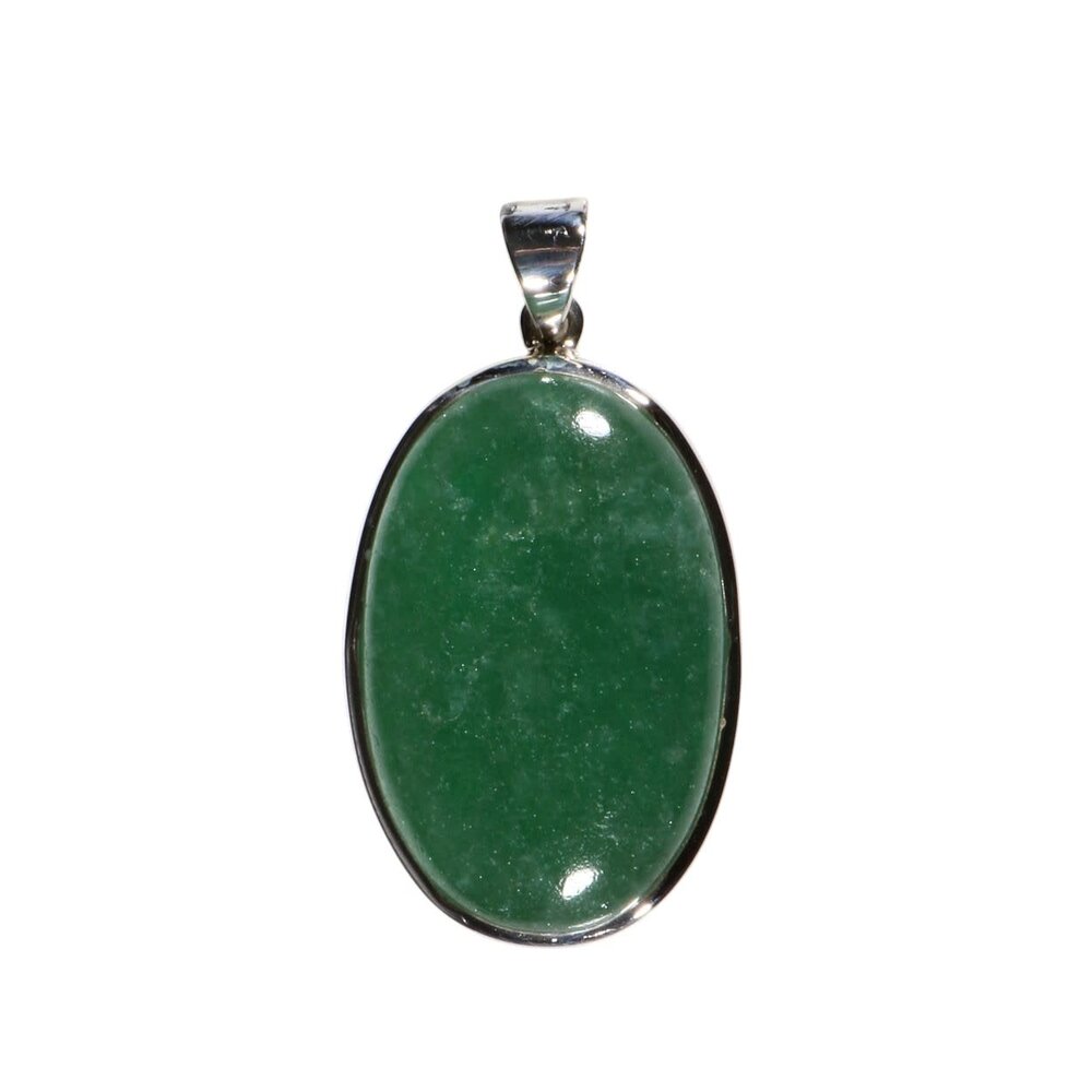 Zilveren hanger aventurijn | ovaal 3,4 x 2,2 cm