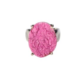 Zilveren ring calciet (cobalto) maat 17 1/2 | ovaal ruw 2,1 x 1,6 cm