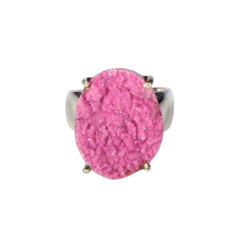 Zilveren ring calciet (cobalto) maat 17 1/2 | ovaal ruw 2,1 x 1,6 cm