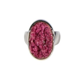 Zilveren ring calciet (cobalto) maat 18 | ovaal ruw 2,2 x 1,4 cm