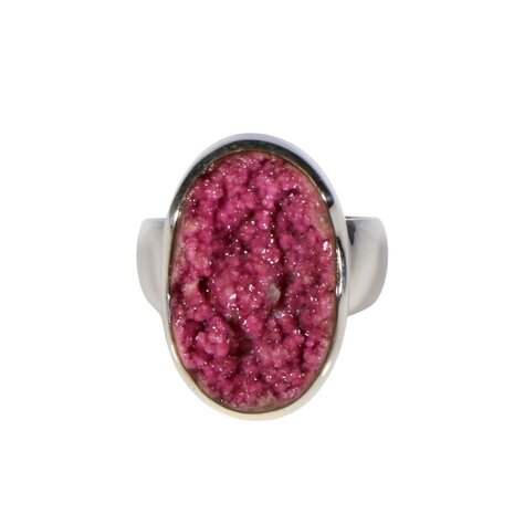 Zilveren ring calciet (cobalto) maat 18 | ovaal ruw 2,2 x 1,4 cm