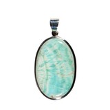 Zilveren hanger calciet (Caribbean blue) | ovaal 3,6 x 2,3 cm Zilveren hanger calciet (Caribbean blue) | ovaal 3,6 x 2,3 cm