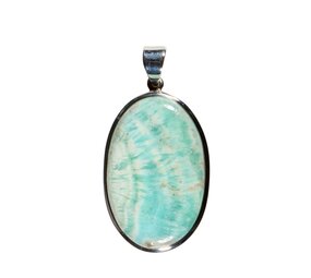 Zilveren hanger calciet (Caribbean blue) | ovaal 3,6 x 2,3 cm Zilveren hanger calciet (Caribbean blue) | ovaal 3,6 x 2,3 cm