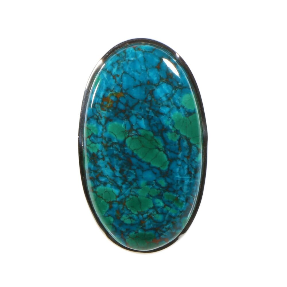 Zilveren ring chrysocolla maat 18 1/2 (licht verstelbaar) | ovaal 3,3 x 1,9 cm Zilveren ring chrysocolla maat 18 1/2 (licht verstelbaar) | ovaal 3,3 x 1,9 cm
