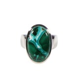 Zilveren ring malachiet met chrysocolla maat 17 1/2 | ovaal 1,9 x 1,2 cm Zilveren ring malachiet met chrysocolla maat 17 1/2 | ovaal 1,9 x 1,2 cm