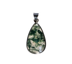 Zilveren hanger mosagaat | druppel 2,8 x 1,6 cm Zilveren hanger mosagaat | druppel 2,8 x 1,6 cm