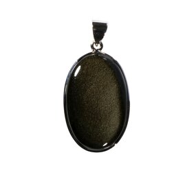 Zilveren hanger goud obsidiaan | ovaal 3,5 x 2,2 cm Zilveren hanger goud obsidiaan | ovaal 3,5 x 2,2 cm