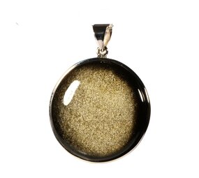Zilveren hanger goud obsidiaan | rond 3,4 cm