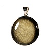 Zilveren hanger goud obsidiaan | rond 3,4 cm