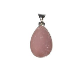 Zilveren hanger rozenkwarts | druppel ruw 2,4 x 1,7 cm