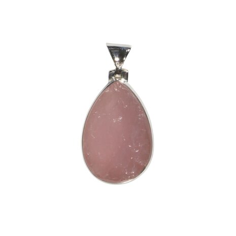 Zilveren hanger rozenkwarts | druppel ruw 2,4 x 1,7 cm