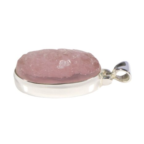 Zilveren hanger rozenkwarts | ovaal ruw 2,5 x 1,5 cm
