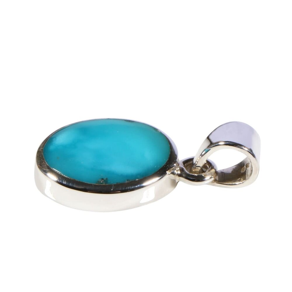 Zilveren hanger turkoois (sleeping beauty) | ovaal 1,4 x 1,1 cm Zilveren hanger turkoois (sleeping beauty) | ovaal 1,4 x 1,1 cm