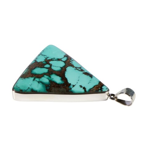 Zilveren hanger turkoois (Tibetaans)| driehoek 4,1 x 4 cm Zilveren hanger turkoois (Tibetaans)| driehoek 4,1 x 4 cm
