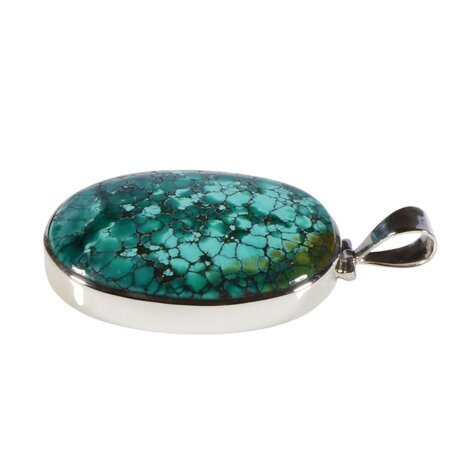 Zilveren hanger turkoois (Tibetaans) | ovaal 3,9 x 2,9 cm Zilveren hanger turkoois (Tibetaans) | ovaal 3,9 x 2,9 cm