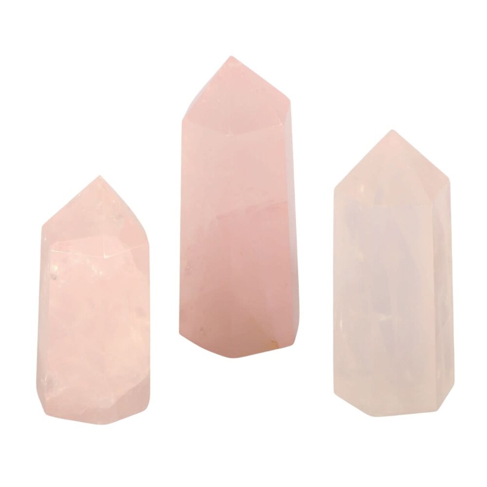 Rozenkwarts geslepen punt 5 - 7 cm Rozenkwarts geslepen punt 5 - 7 cm